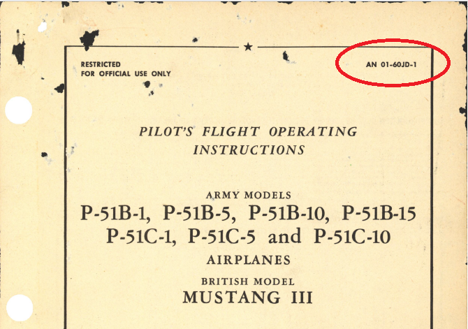 AN, or Army-Navy number on P-51 pilot's manual